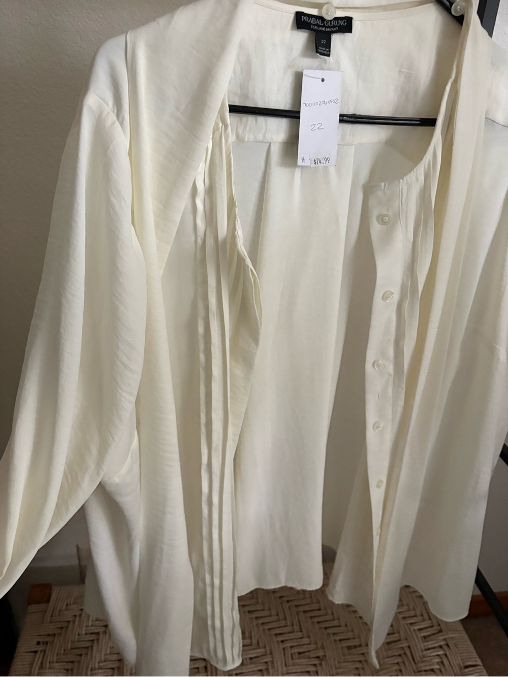 Prabal Gurung Cream Button-Front Top
